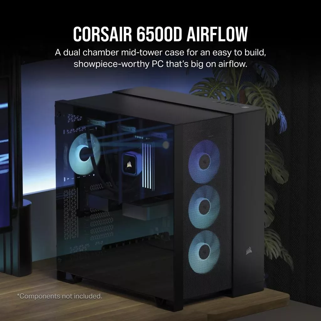 کیس کامپیوتر کورسیر مدل 6500D AIRFLOW RGB Dual Chamber BK
