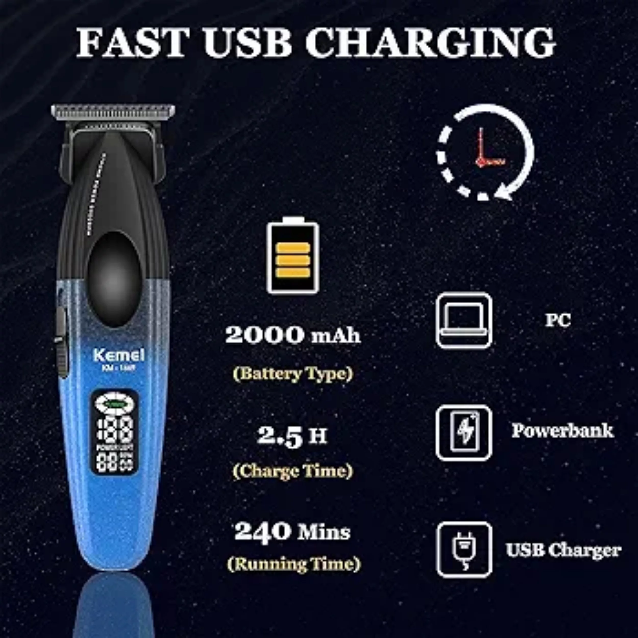 ماشین اصلاح موی سر و صورت شارژی کیمی مدل KM-1669