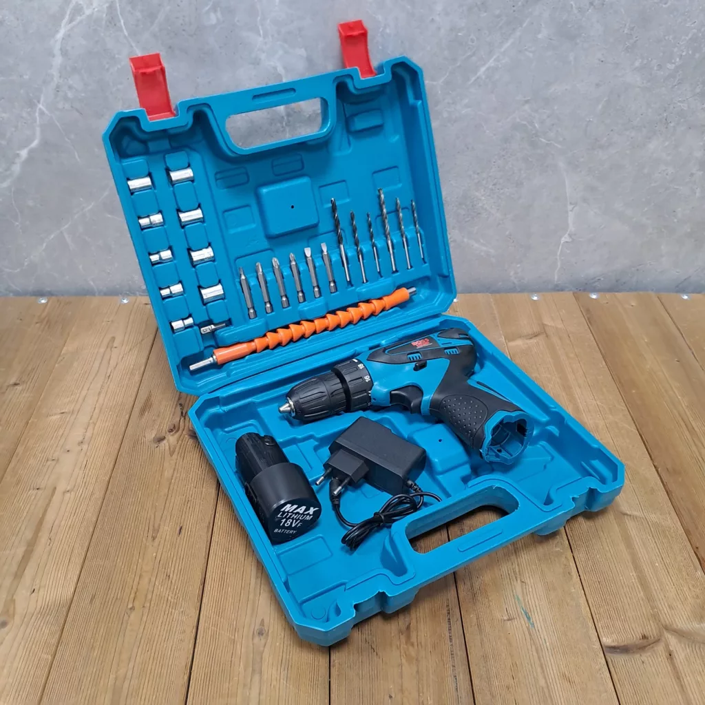 مجموعه 27 عددی دریل پیچ گوشتی شارژی سه نظام 10 اتوماتیک 18 ولت باس مدل LIFE _ STYLE کد 1