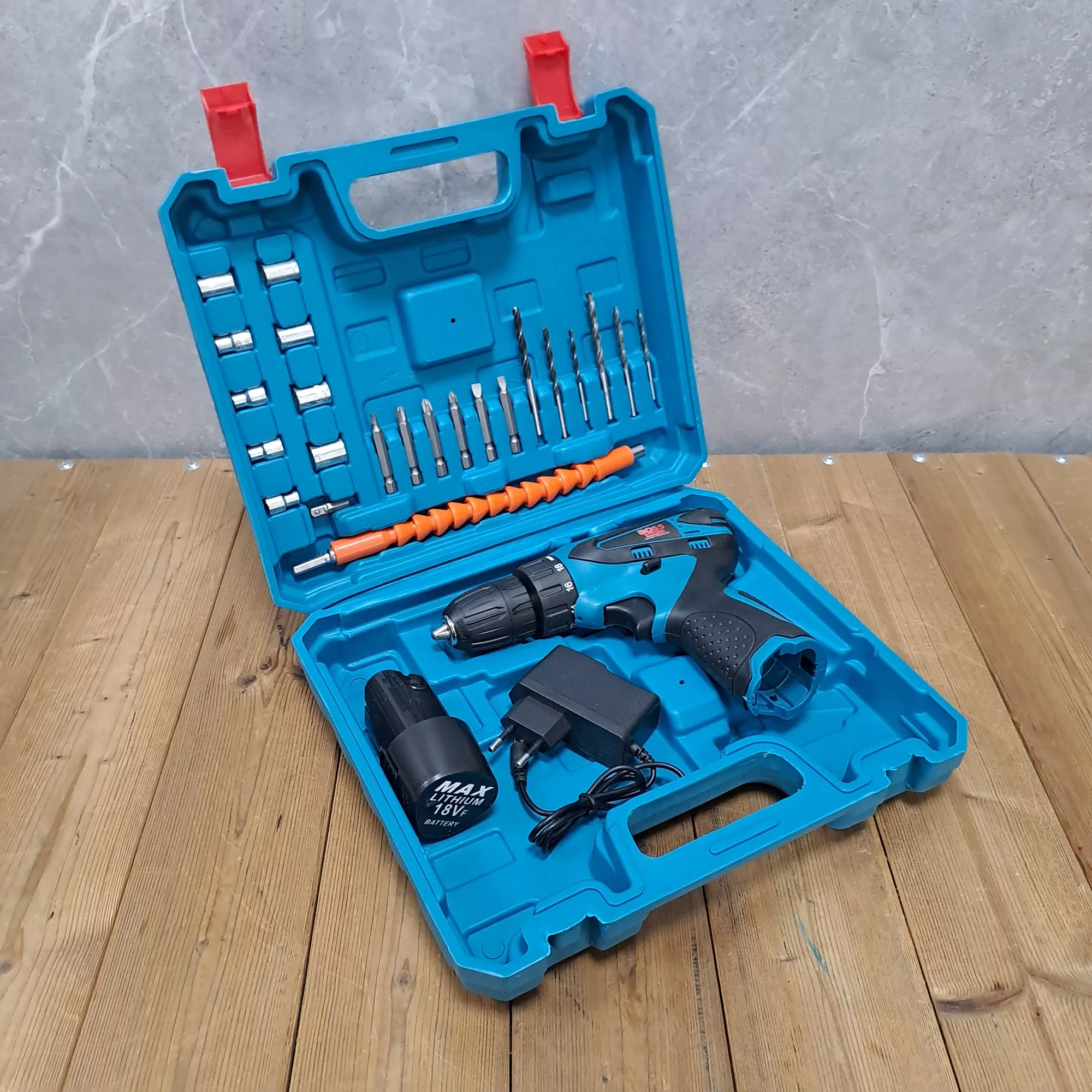 مجموعه 27 عددی دریل پیچ گوشتی شارژی سه نظام 10 اتوماتیک 18 ولت باس مدل LIFE _ STYLE کد 1