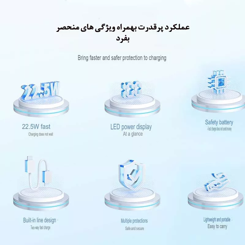 پاوربانک 22.5 وات اکو مدل E20000 ظرفیت 20000 میلی آمپر