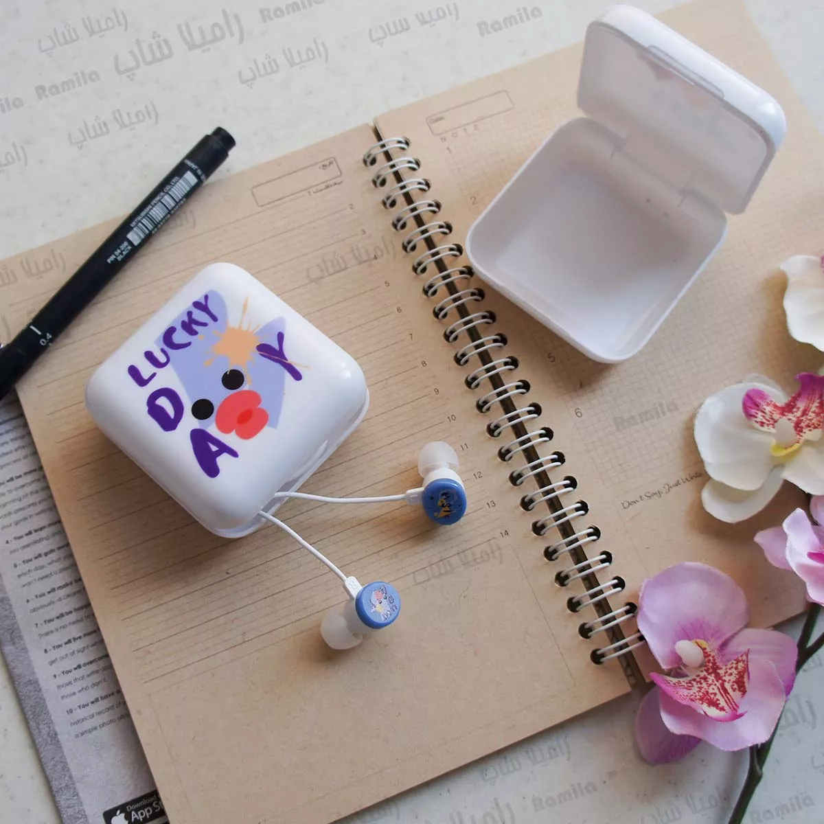 هندزفری طرح فانتزی اردک مدل Lucky-Day-CS-514 به همراه کیف هندزفری