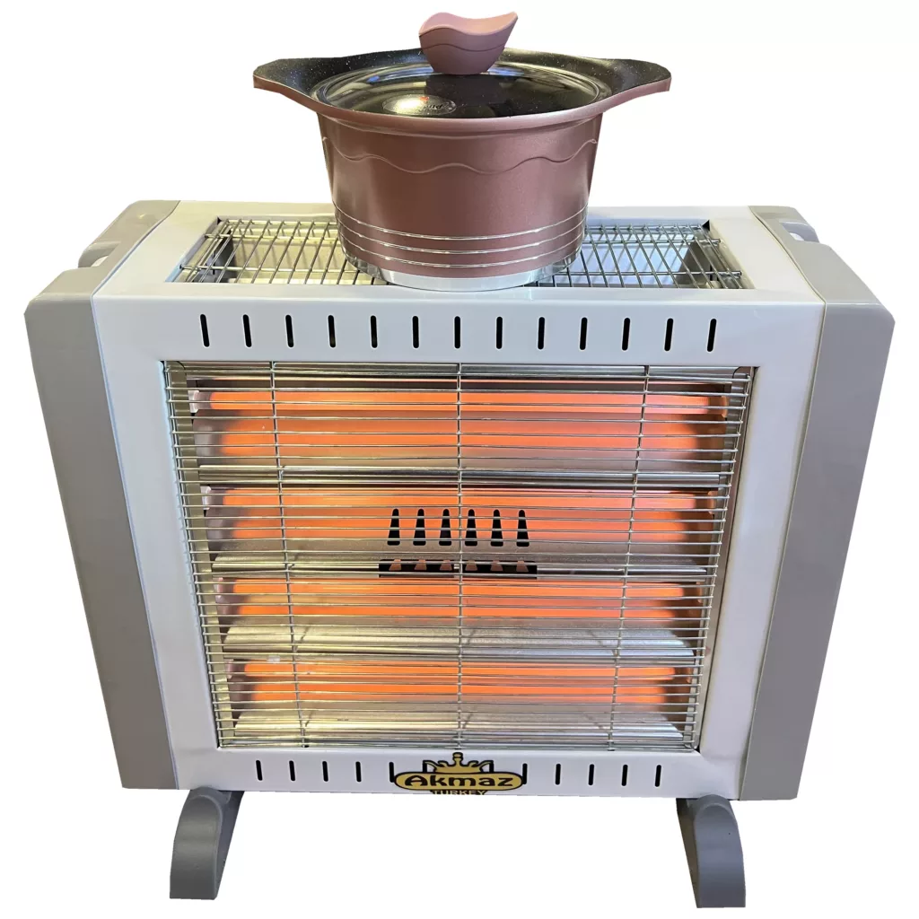 بخاری برقی آکماز مدل 6 شعله فن دار چرخ دار