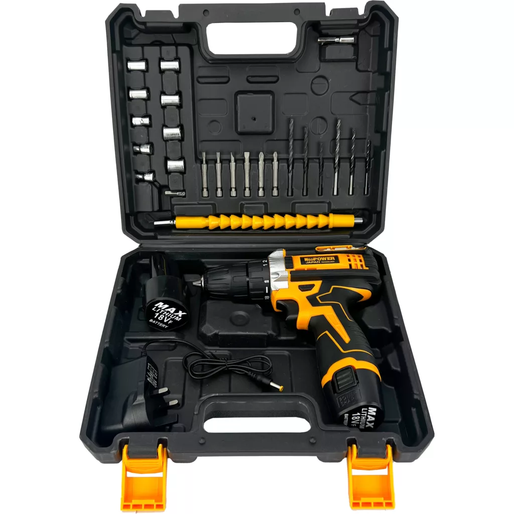 دریل پیچ گوشتی شارژی نئوپاور مدل NEO-1801 مجموعه 30 عددی