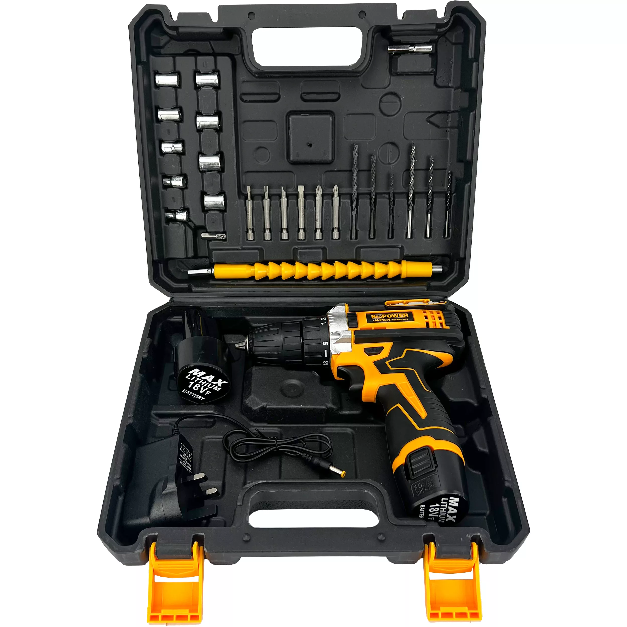 دریل پیچ گوشتی شارژی نئوپاور مدل NEO-1801 مجموعه 30 عددی