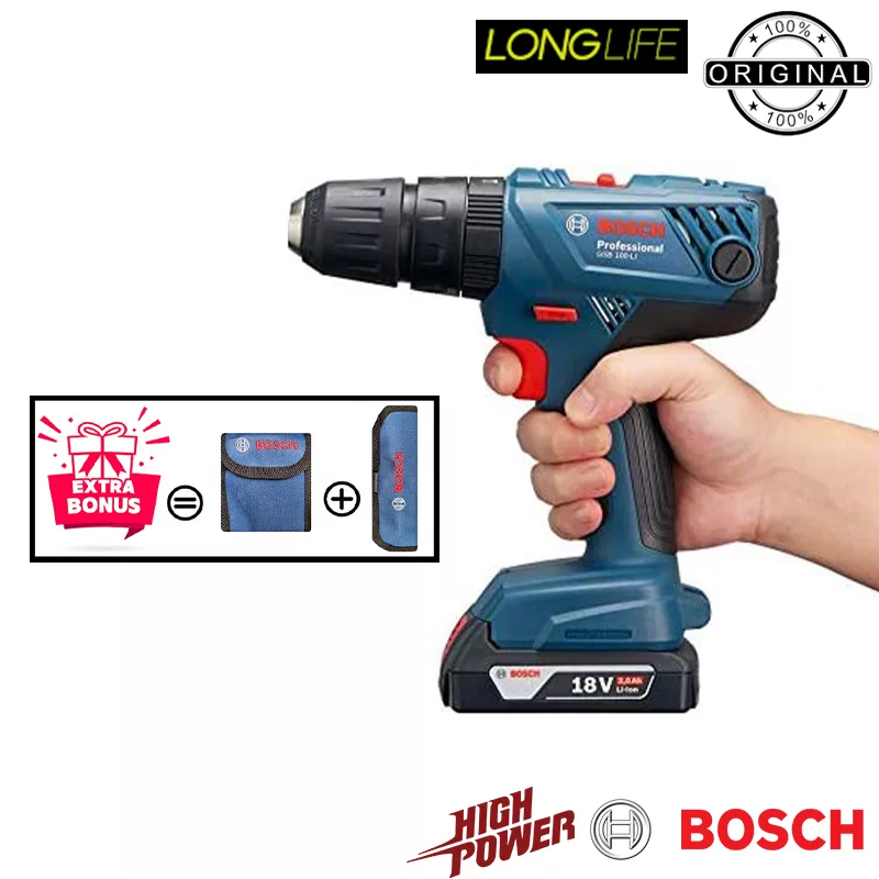 دریل پیچ گوشتی چکشی بوش مدل حرفه ای GSB 180 li  + 2 Bonus Extra