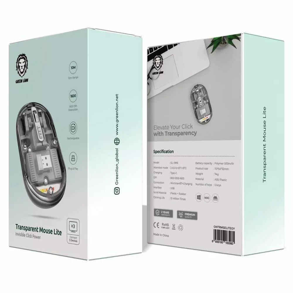 ماوس بی سیم گرین لاین مدل Transparent Mouse Lite