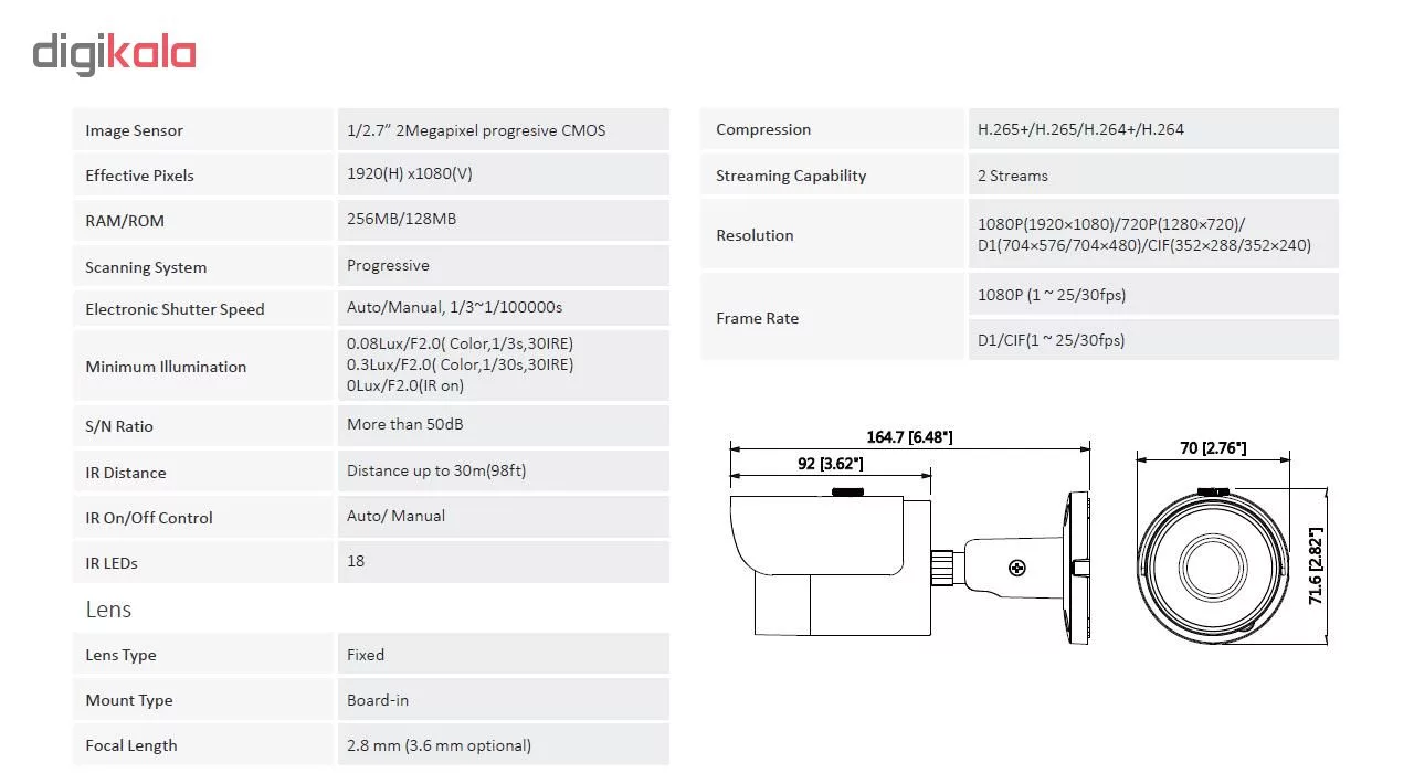 دوربین مداربسته تحت شبکه داهوا مدل DH-IPC-HFW1230SP