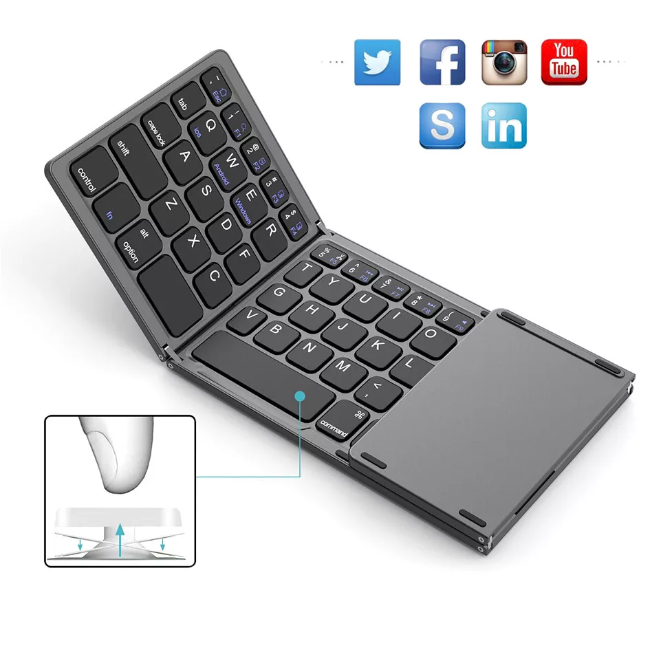 کیبورد تاشو ماکار مدل MK-WIRELESS-TOUCHPAD