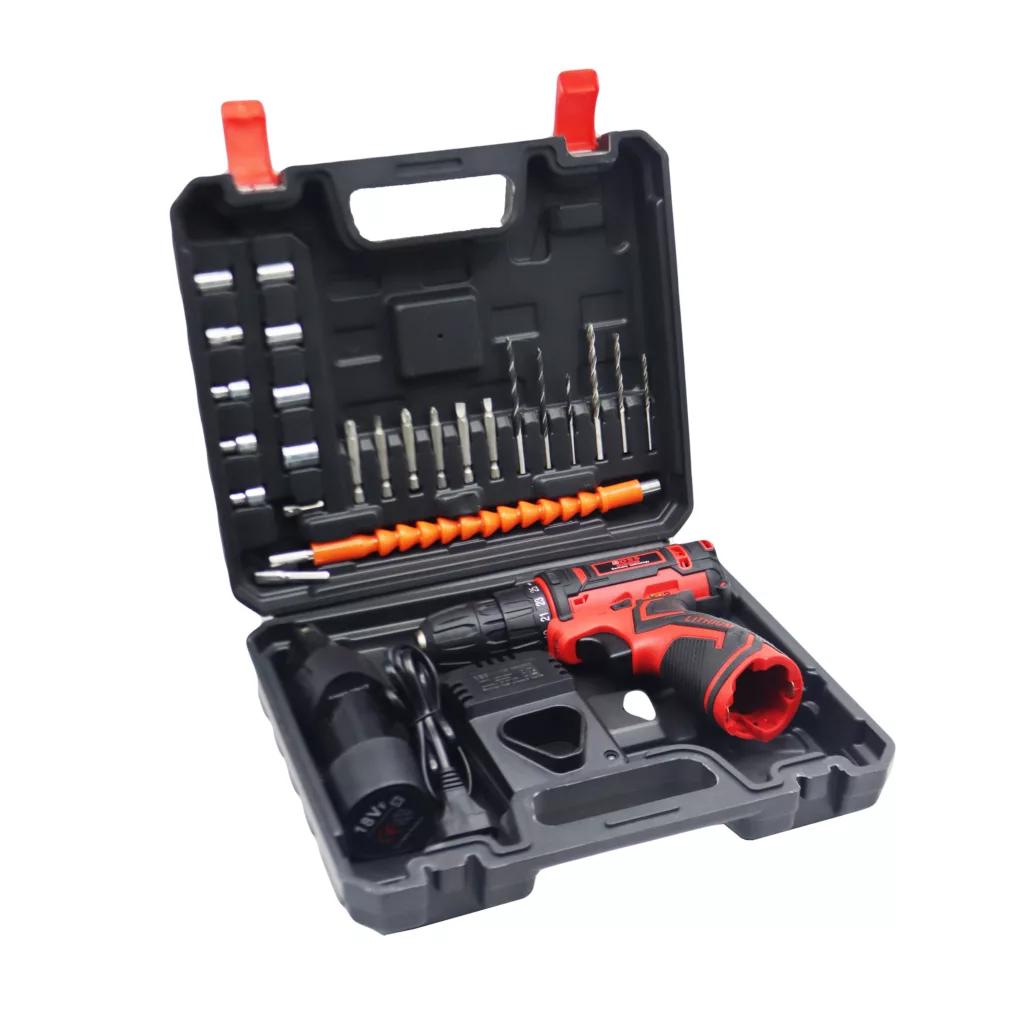 دریل پیچ گوشتی 10 میلی متری 18 ولت باس مدل شارژی کد YP-18V مجموعه 28 عددی