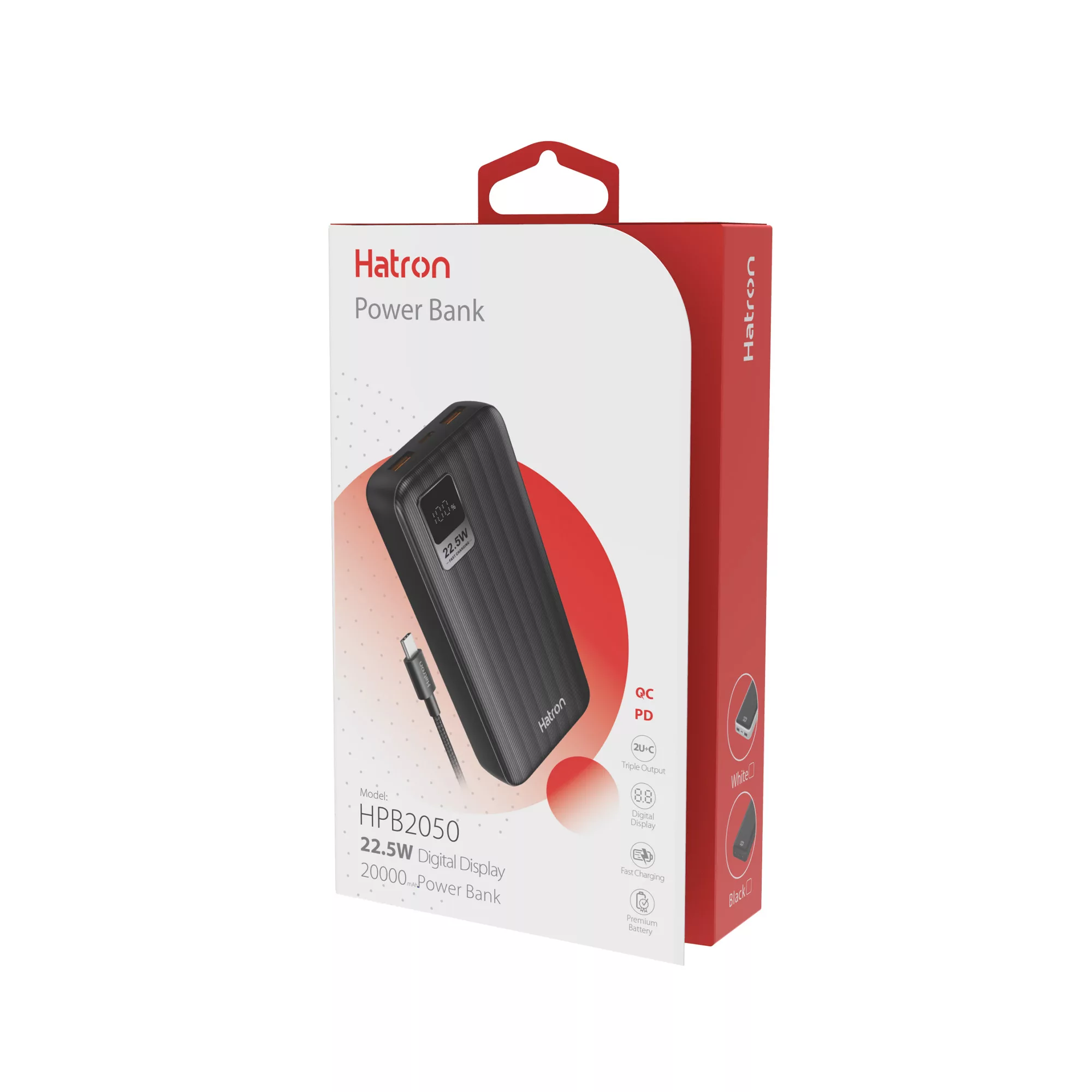 پاوربانک هترون مدل HPB2050 با ظرفیت 20000 میلی آمپر ساعت