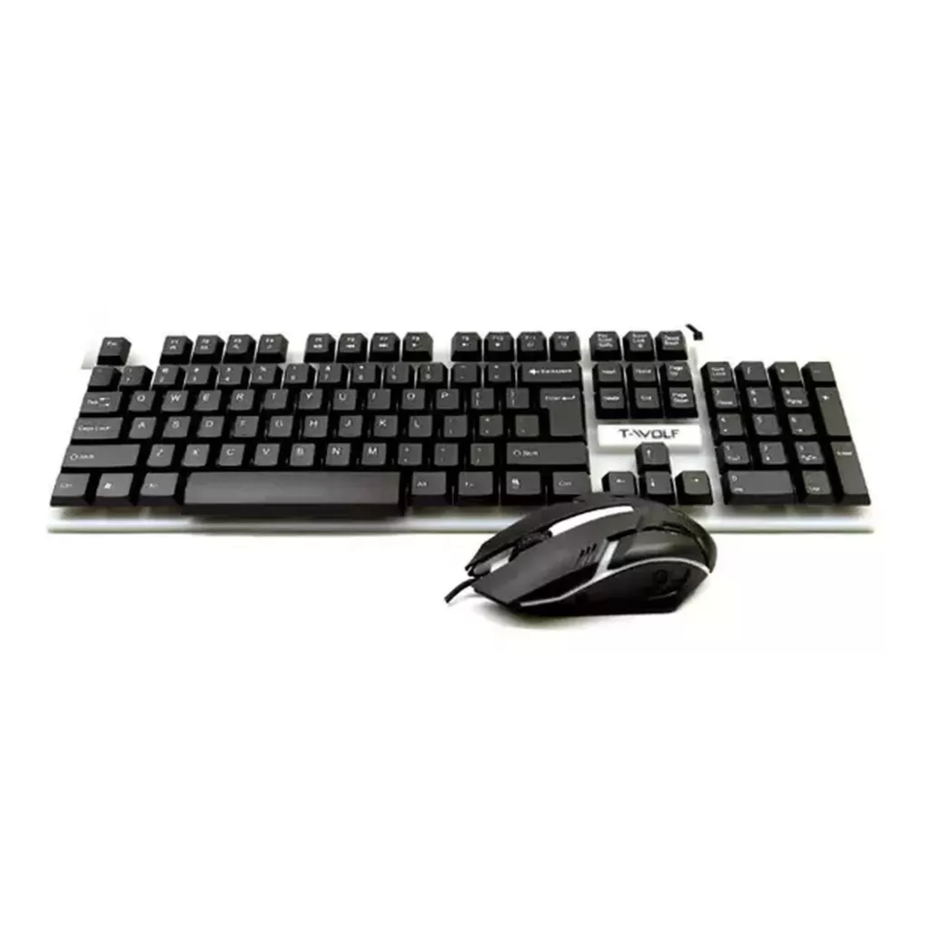 کیبورد و موس مخصوص بازی تی ولف مدل TF230، سوییچ ممبران، Full size، نورپردازی LED RGB
