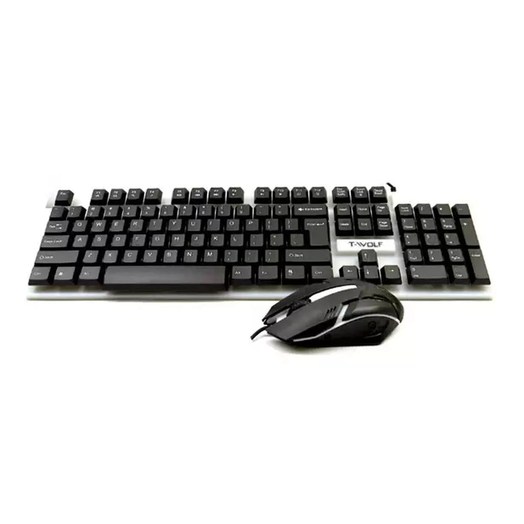 کیبورد و موس مخصوص بازی تی ولف مدل TF230، سوییچ ممبران، Full size، نورپردازی LED RGB