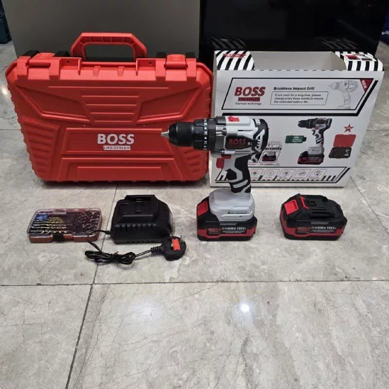 دریل شارژی چکشی باس مدل 198Volt-Brushlessمجموعه 6 عددی