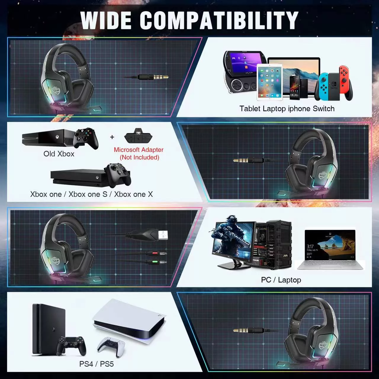 هدست مخصوص بازی سل بایتز مدل RGB-S12