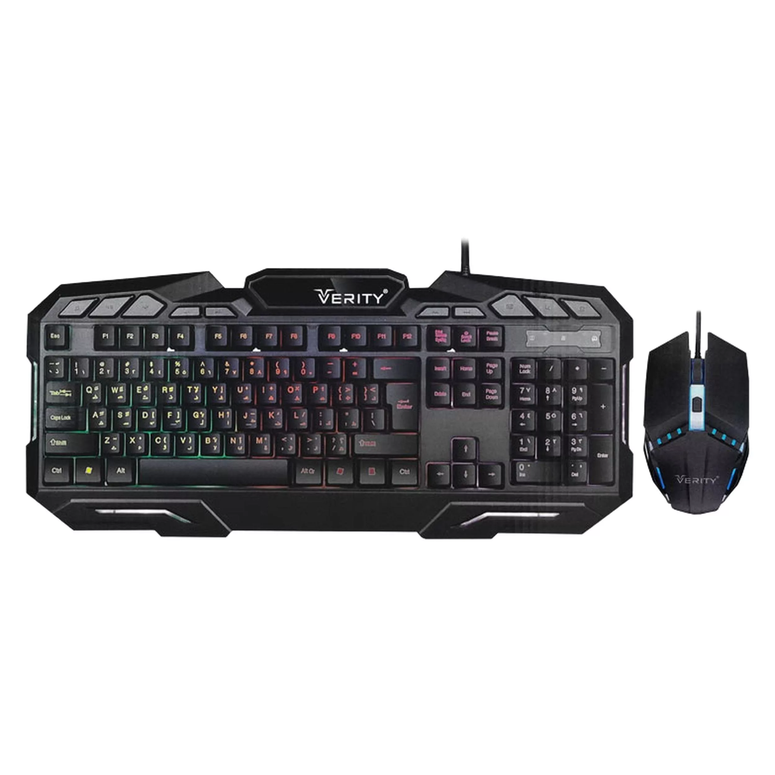 کیبورد و ماوس گیمینگ وریتی مدل V-KB6126GCW، سوییچ ممبران، Full-Size، نورپردازی LED RGB