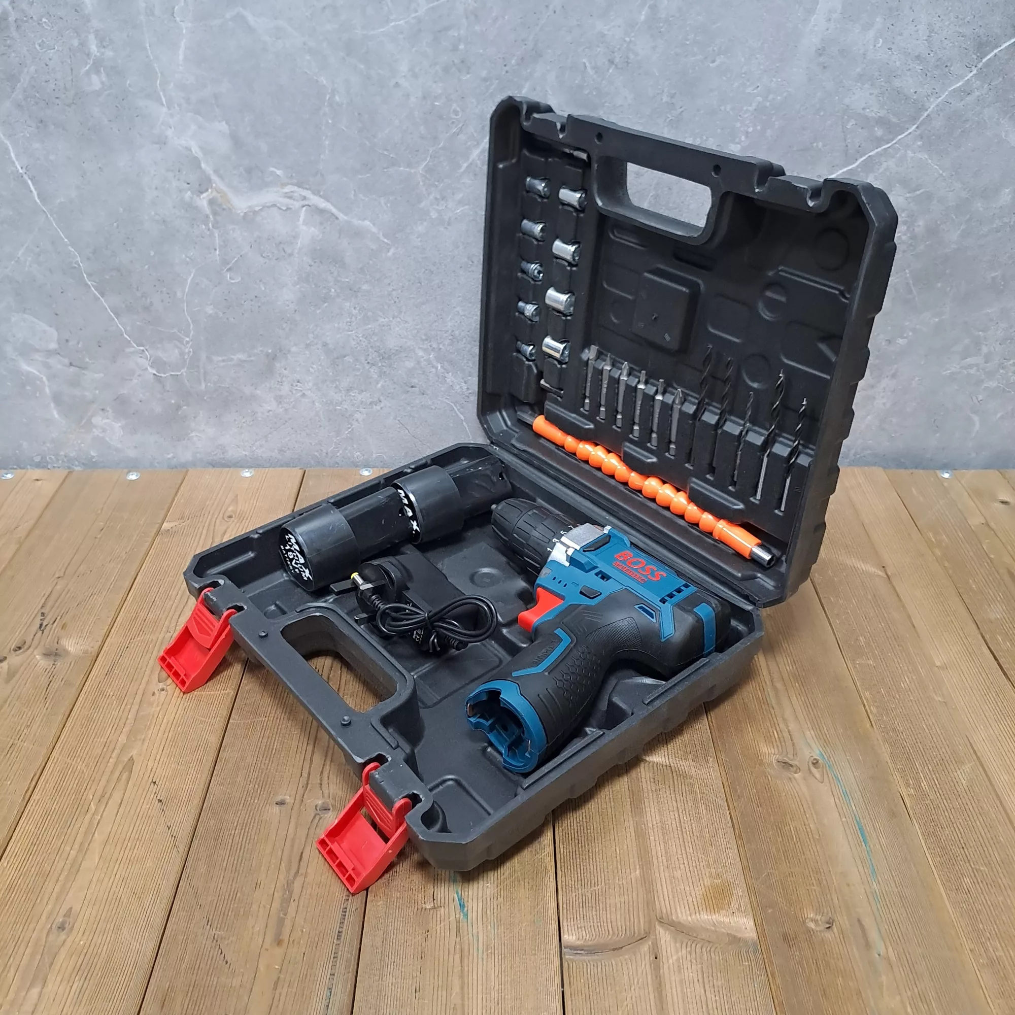 مجموعه 28 عددی دریل پیچ گوشتی شارژی صنعتی باس مدل 18VF کد 02