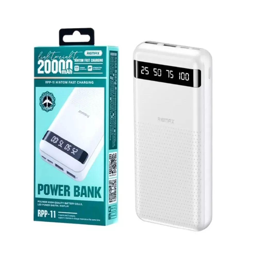 پاوربانک ریمکس مدل RPP 11 ظرفیت 20000 میلی آمپر ساعت