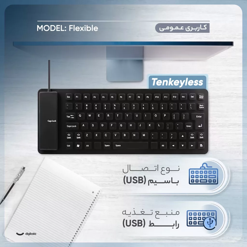 کیبورد مدل Flexible، سوییچ ممبران، Tenkeyless