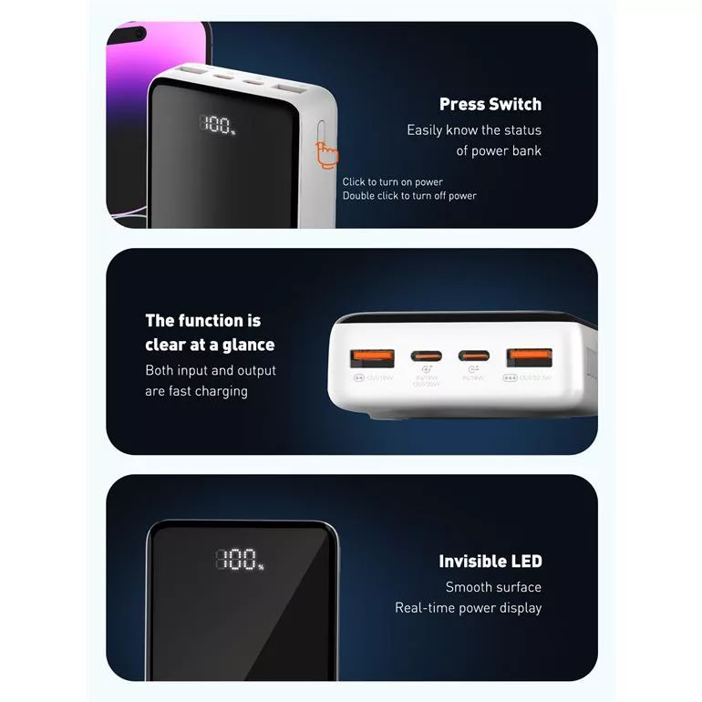 پاوربانک الدینیو مدل PQ18 ظرفیت 20000 میلی آمپر ساعت