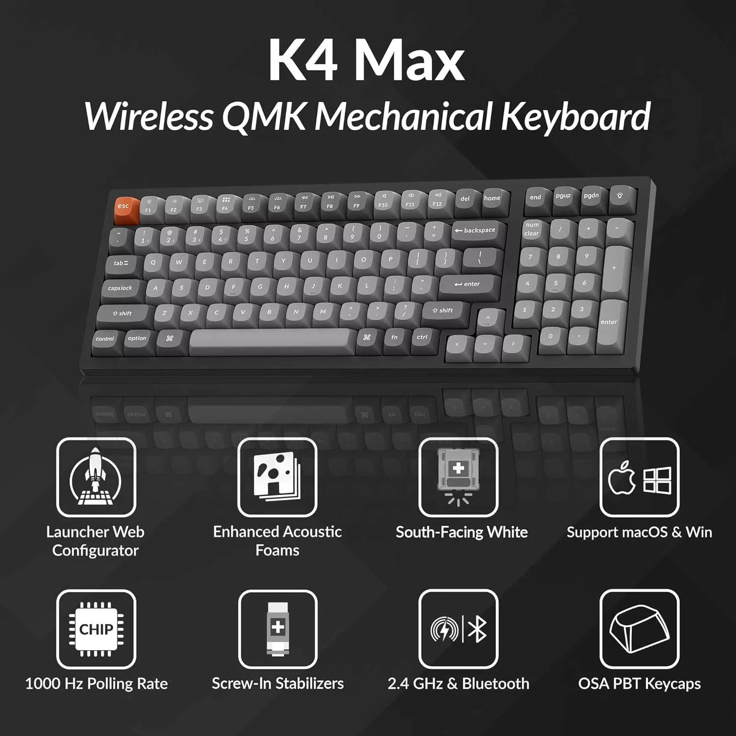 کیبورد گیمینگ کیکورن مدل K4 Max RGB Red Switch