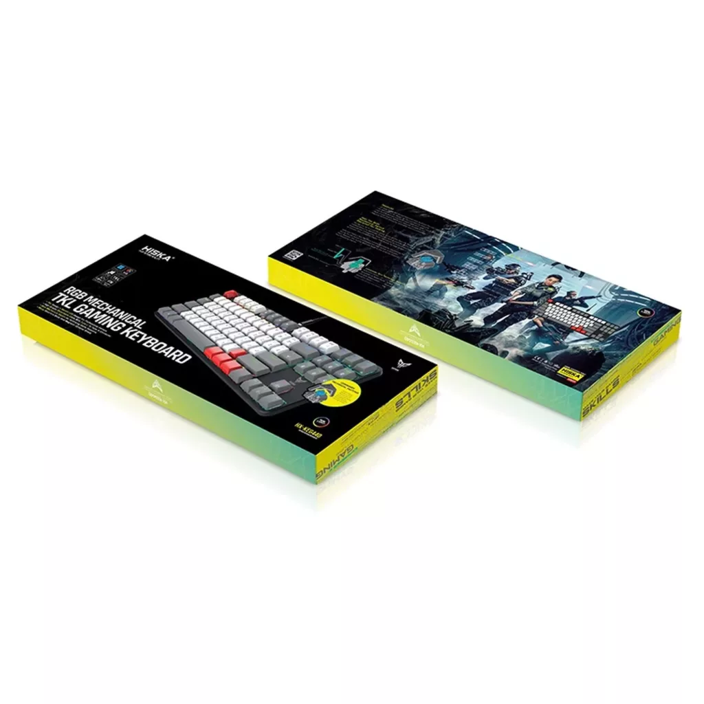 کیبورد گیمینگ هیسکا مدل HX-KEG440، سوییچ مکانیکال آبی، Tenkeyless، نورپردازی RGB