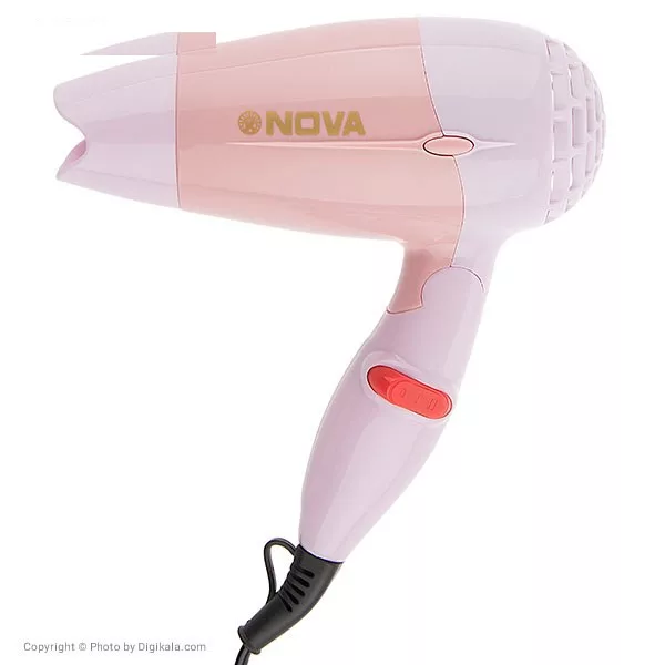 سشوار مسافرتی نوا مدل N-662، موتور DC، با توان مصرفی 1000 وات، دارای فناوری تولید یون، دسته‌ی تاشو، با حالت حجم‌دهنده، وزن 160 گرم، تنظیم حرارت 3 حالته و کنترل سرعت 2 حالته، یک عدد سری متمرکز‌کننده