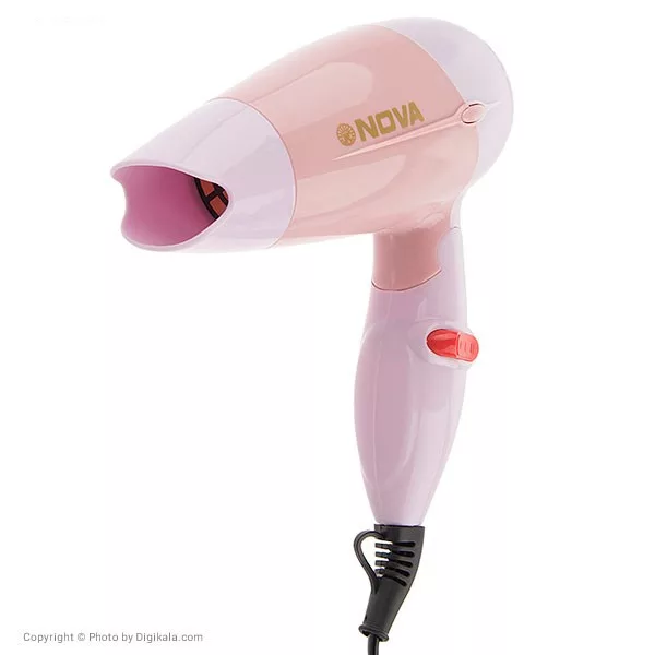 سشوار مسافرتی نوا مدل N-662، موتور DC، با توان مصرفی 1000 وات، دارای فناوری تولید یون، دسته‌ی تاشو، با حالت حجم‌دهنده، وزن 160 گرم، تنظیم حرارت 3 حالته و کنترل سرعت 2 حالته، یک عدد سری متمرکز‌کننده