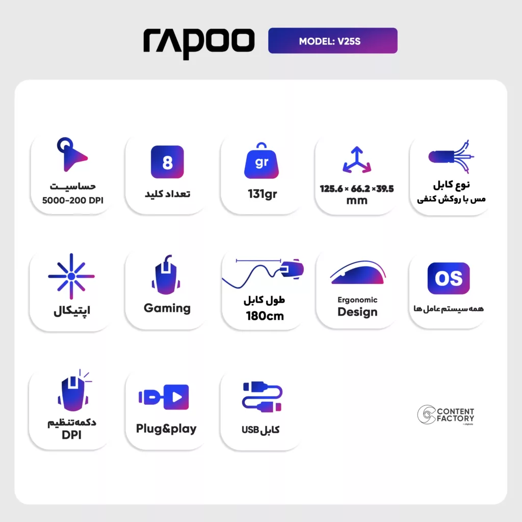 ماوس مخصوص بازی رپو مدل V25S