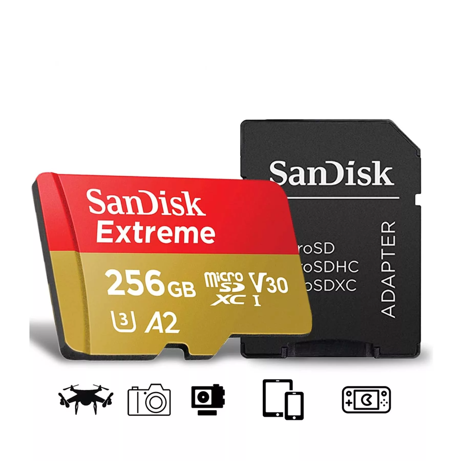 کارت حافظه microSDXC  سن دیسک مدل Extreme کلاس A2 استاندارد UHS-I U3 سرعت 190MBps ظرفیت 256 گیگابایت