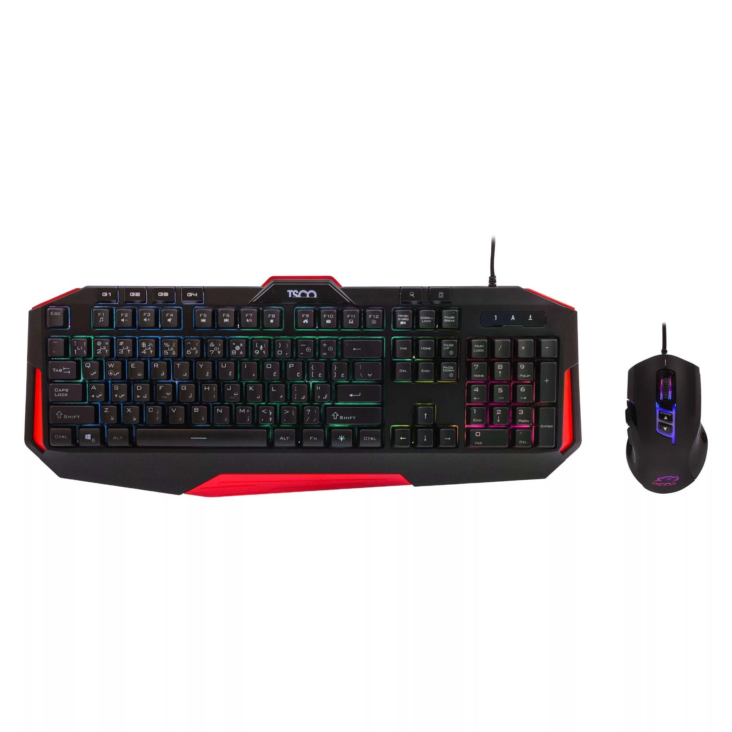 کیبورد گیمینگ تسکو مدل GKM 8205 به همراه موس، Full-size، نورپردازی RGB