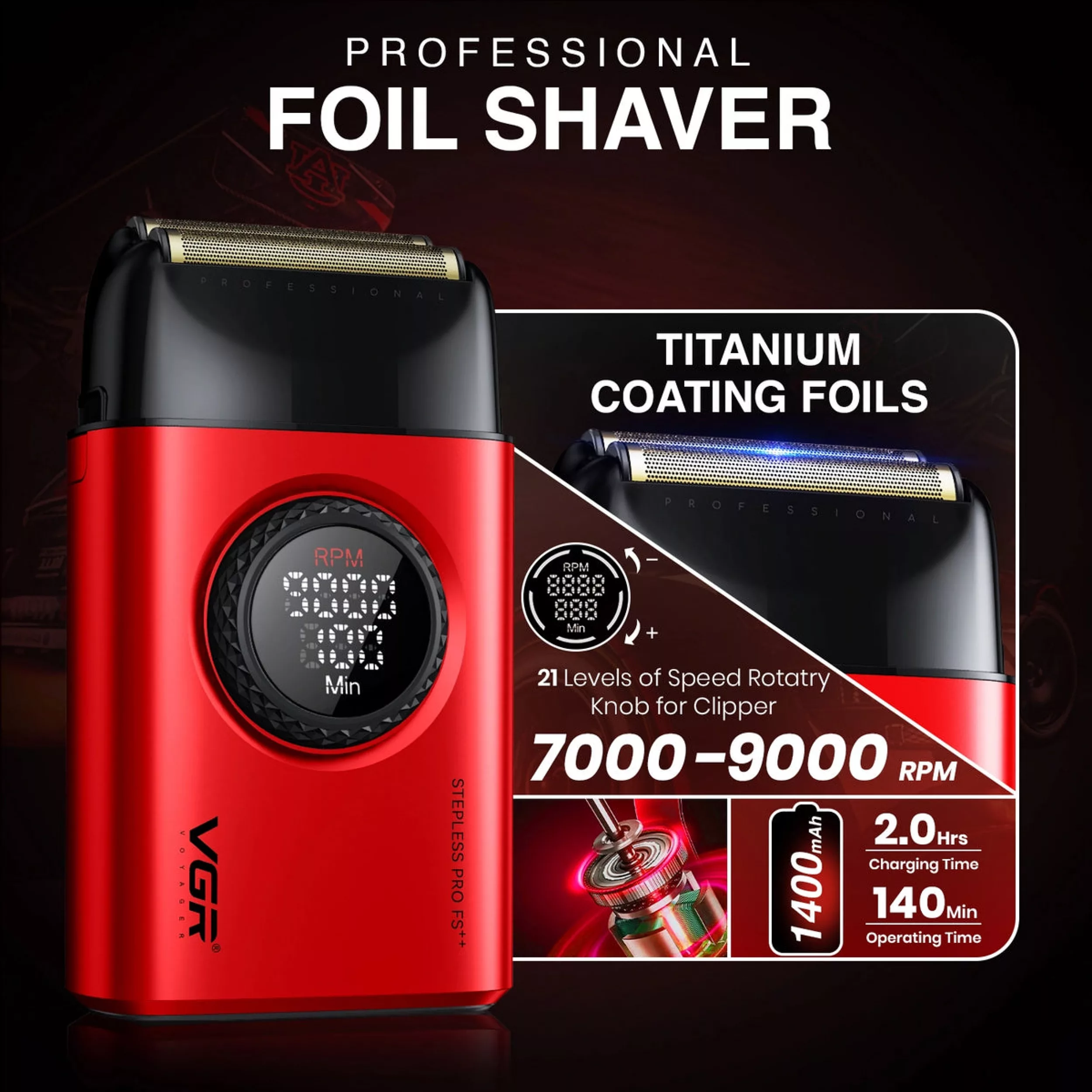 ماشین اصلاح موی سر و صورت شارژی وی جی ار مدل v-377 & v-977 مجموعه 2 عددی