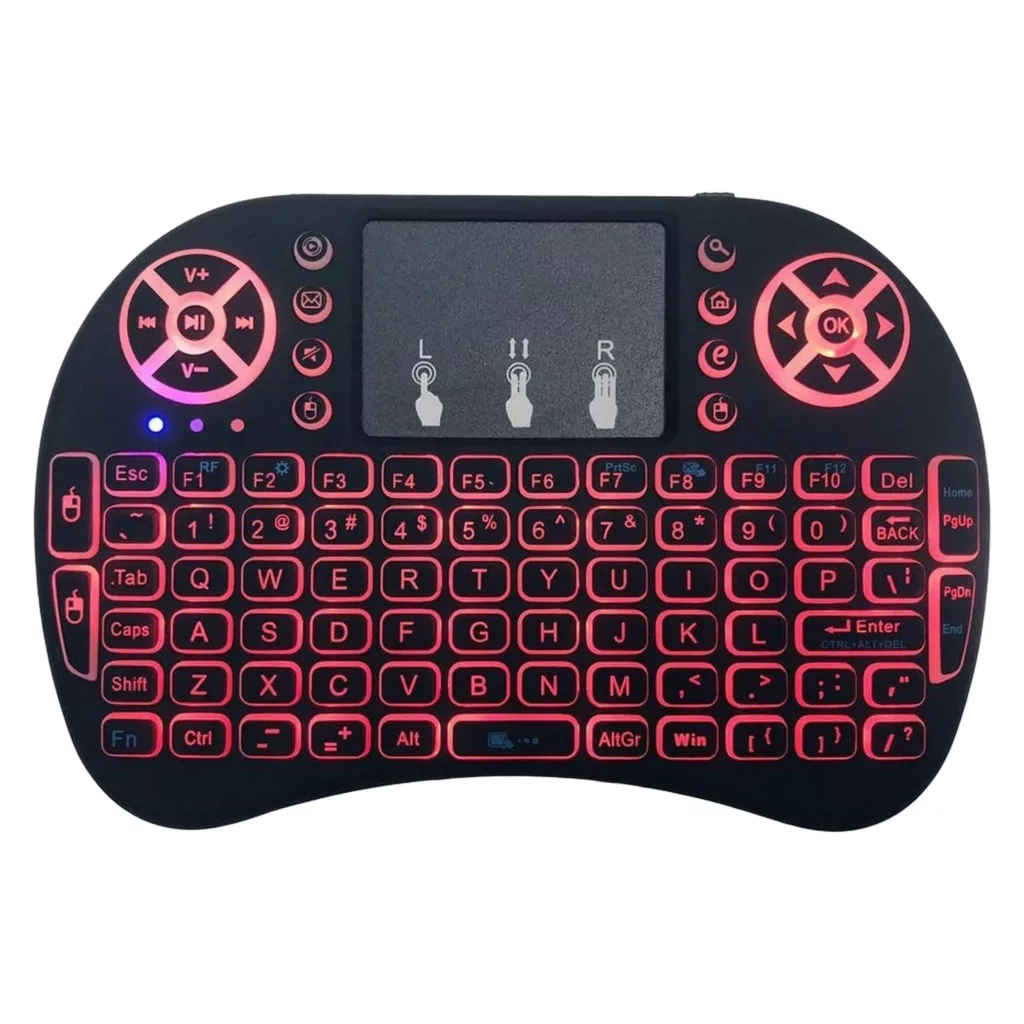 مینی کیبورد بی سیم مدل i8 Backlit، دارای تاچ پد، دارای نورپردازی تک رنگ