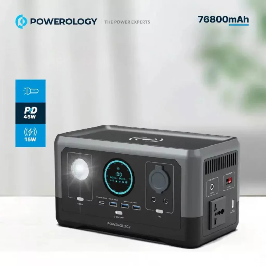 پاوربانک پاورولوجی مدل PPBCHA40 ظرفیت 76800 میلیآمپر ساعت