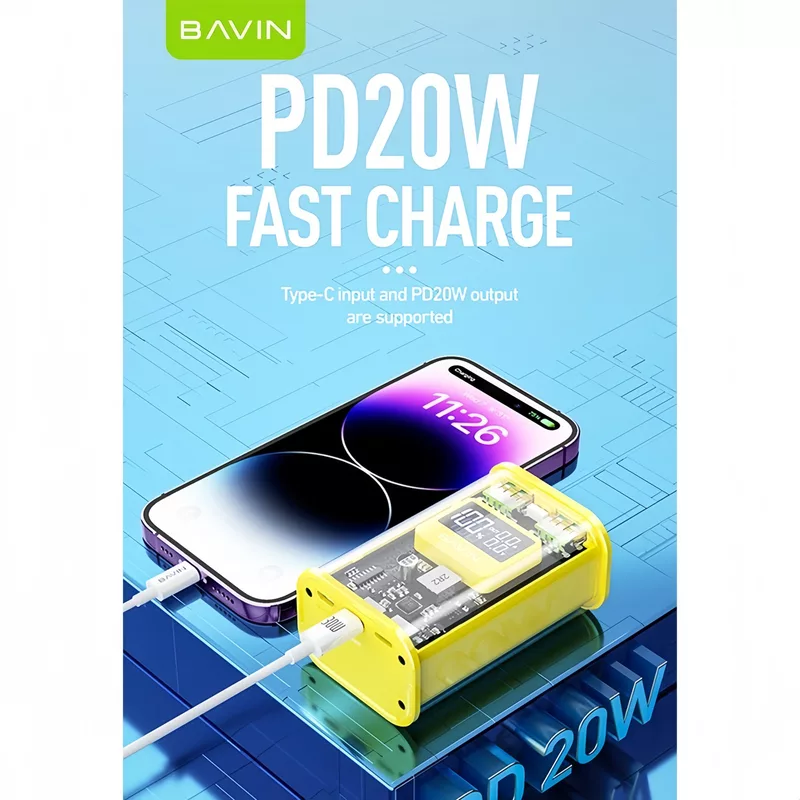 پاوربانک باوین مدل PC1011S ظرفیت 10000 میلی آمپرساعت