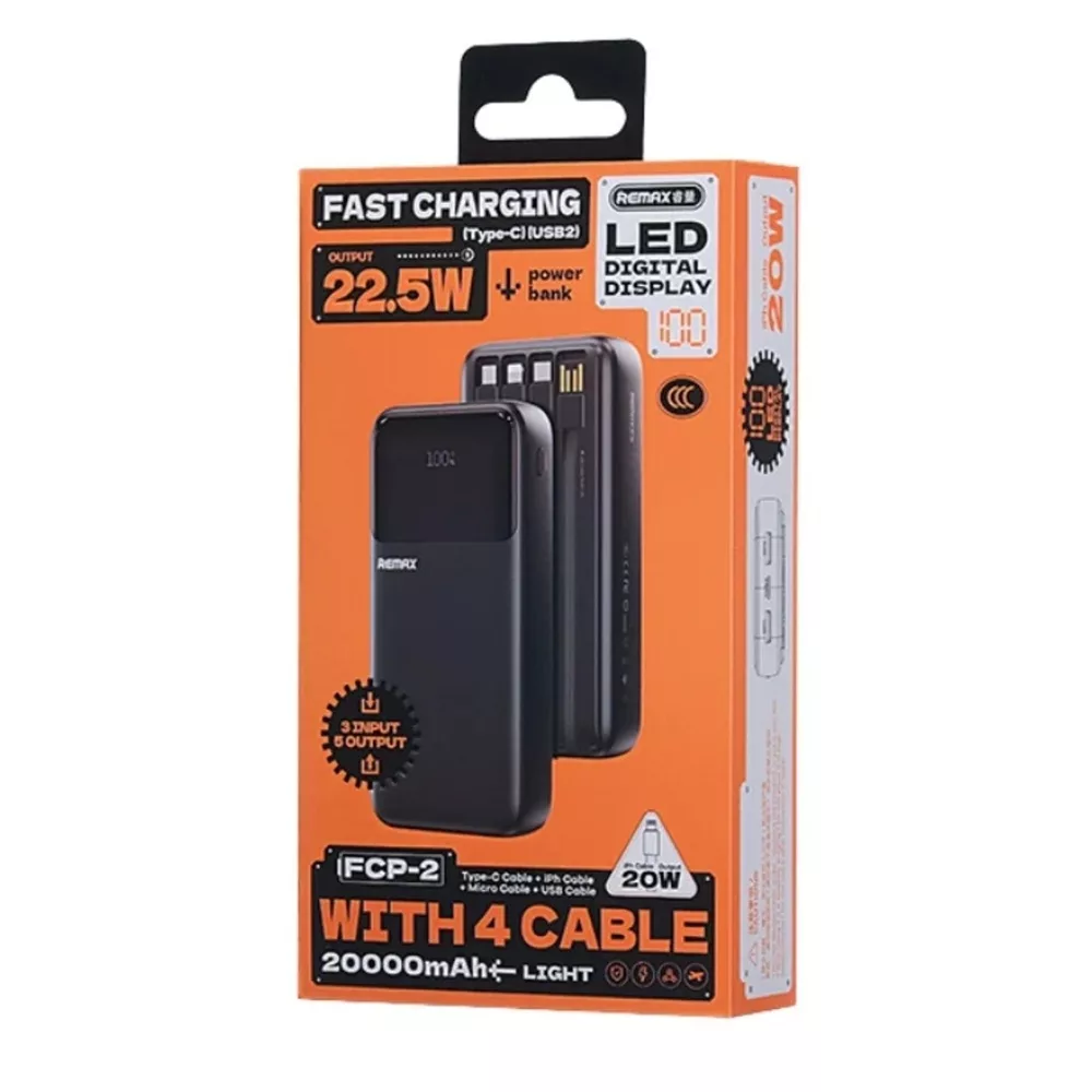پاوربانک ریمکس مدل FCP-2 22.5W ظرفیت 20000 میلی آمپر ساعت