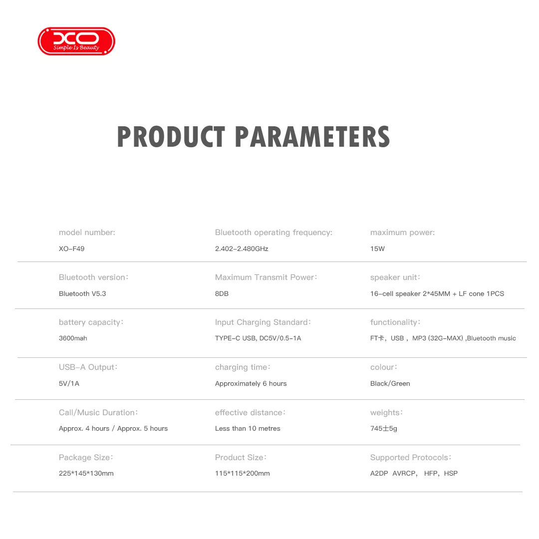 اسپیکر قابل حمل ایکس او مدل F49