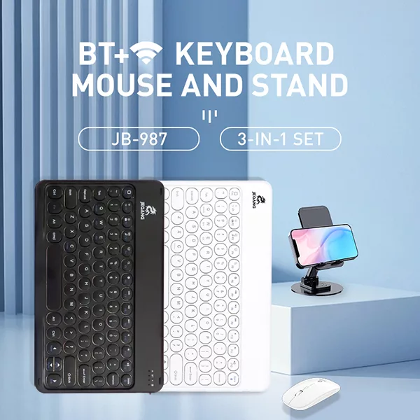 کیبورد و ماوس بلوتوثی جکنگ مدل JB-987 3 In 1 SET