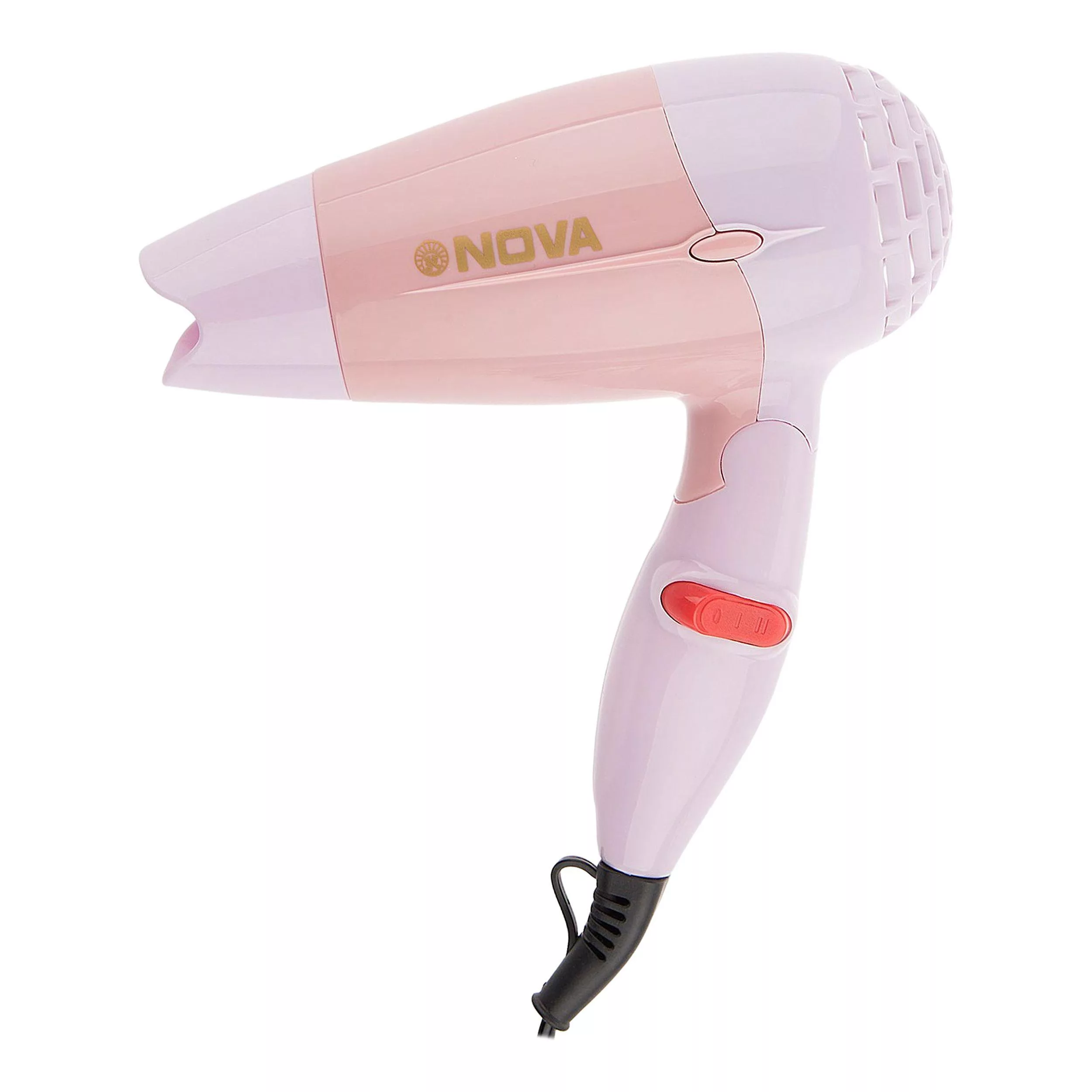 سشوار مسافرتی نوا مدل N-662، موتور DC، با توان مصرفی 1000 وات، دارای فناوری تولید یون، دسته‌ی تاشو، با حالت حجم‌دهنده، وزن 160 گرم، تنظیم حرارت 3 حالته و کنترل سرعت 2 حالته، یک عدد سری متمرکز‌کننده