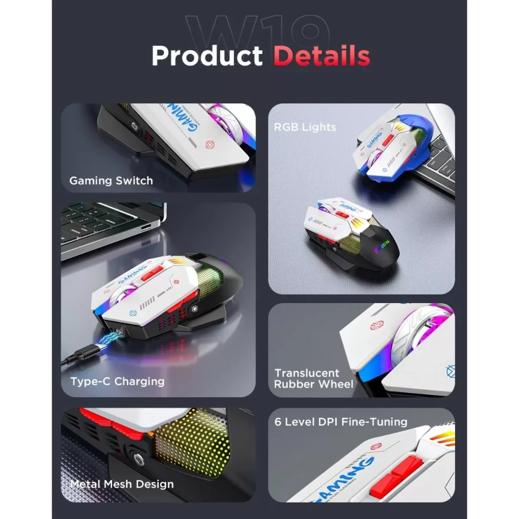 ماوس بی سیم مخصوص بازی ام کی ای اس پی ان مدل W19