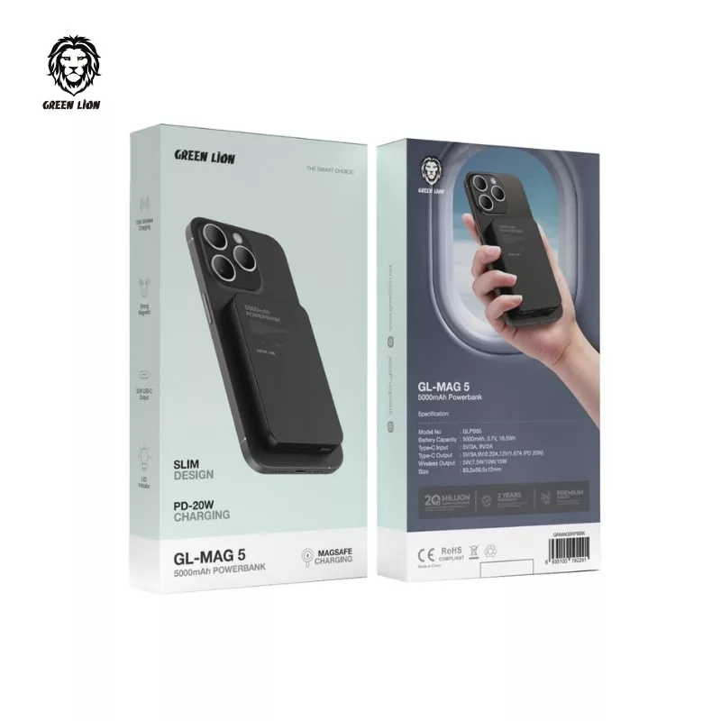 پاوربانک گرین لاین مدل GL-MAG 5 ظرفیت 5000 میلی آمپر ساعت