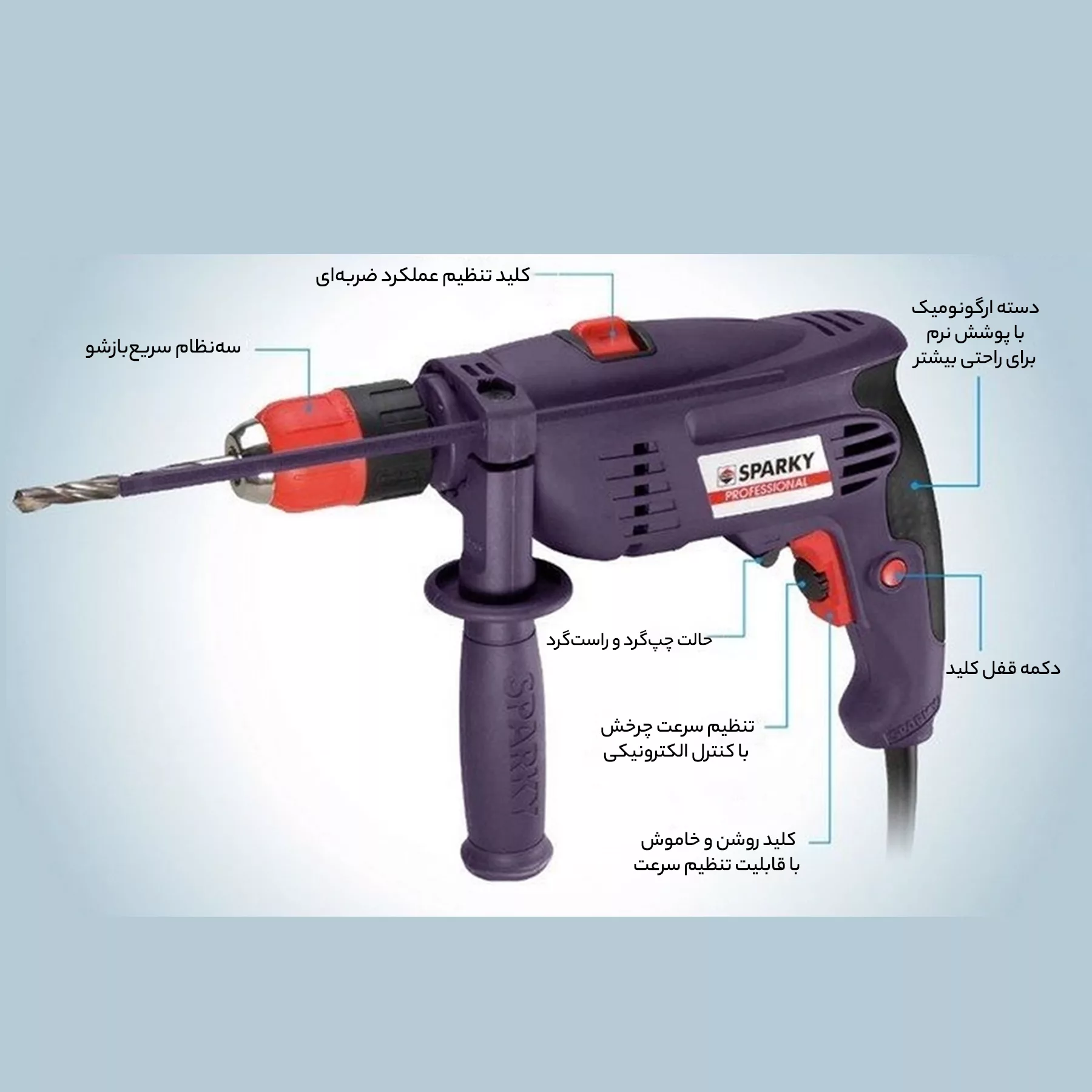 دریل چکشی اسپارکی مدل BUR 131E