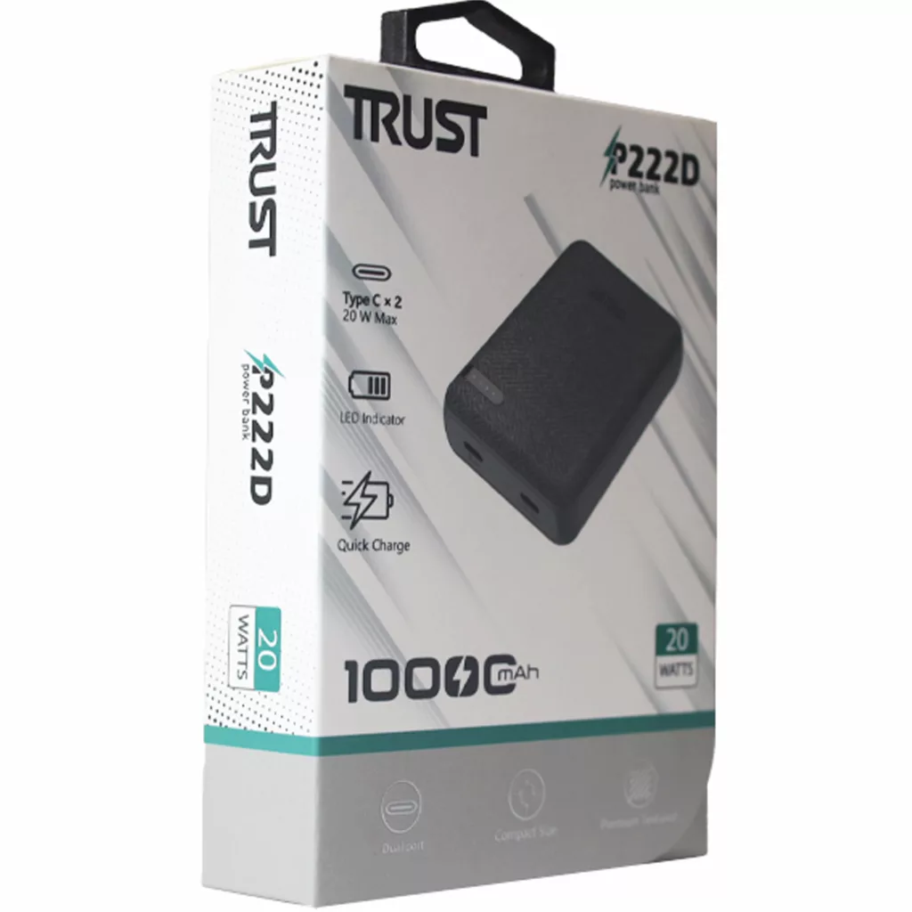 پاوربانک تراست مدل P222D ظرفیت 10000 میلی آمپر ساعت