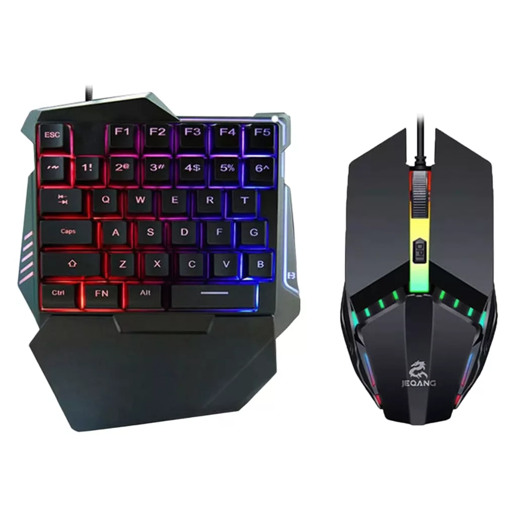 مینی کیبورد و ماوس گیمینگ جکنگ مدل JK-913، سوییچ ممبران، نورپردازی RGB LED