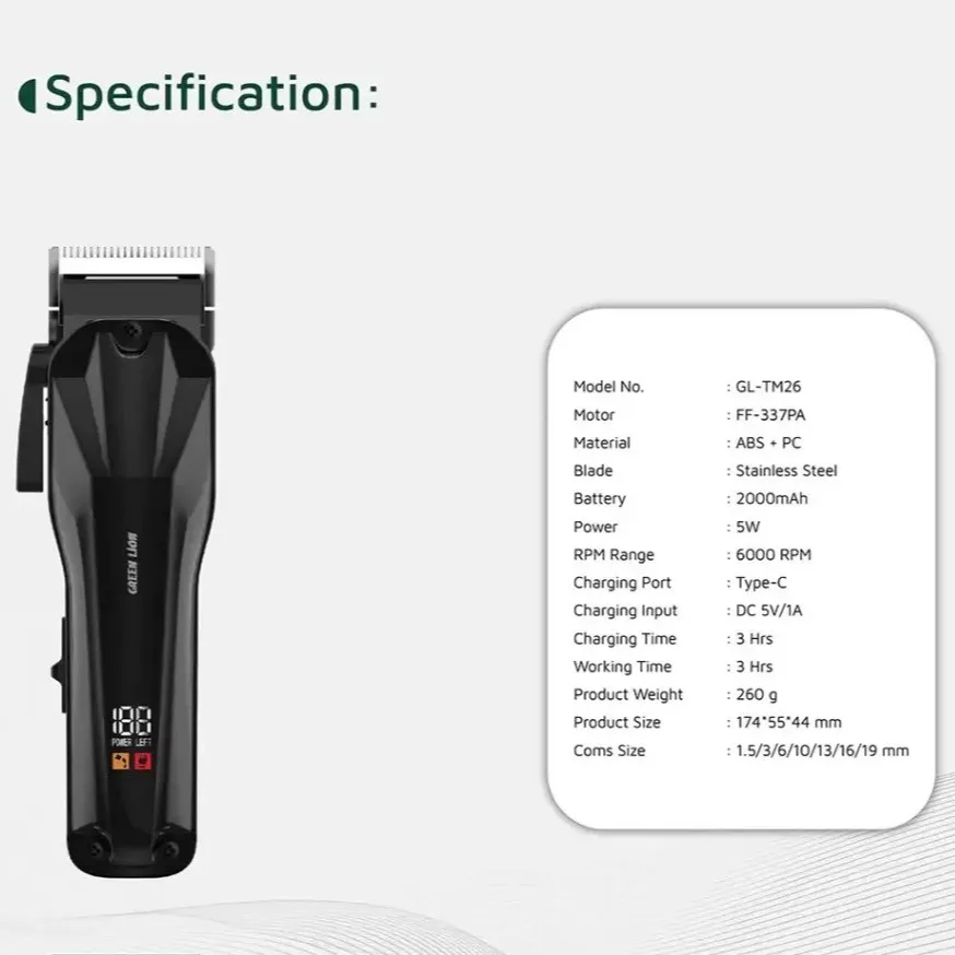 ماشین اصلاح موی سر و صورت شارژی گرین لاین مدل Clip-Pro Professional