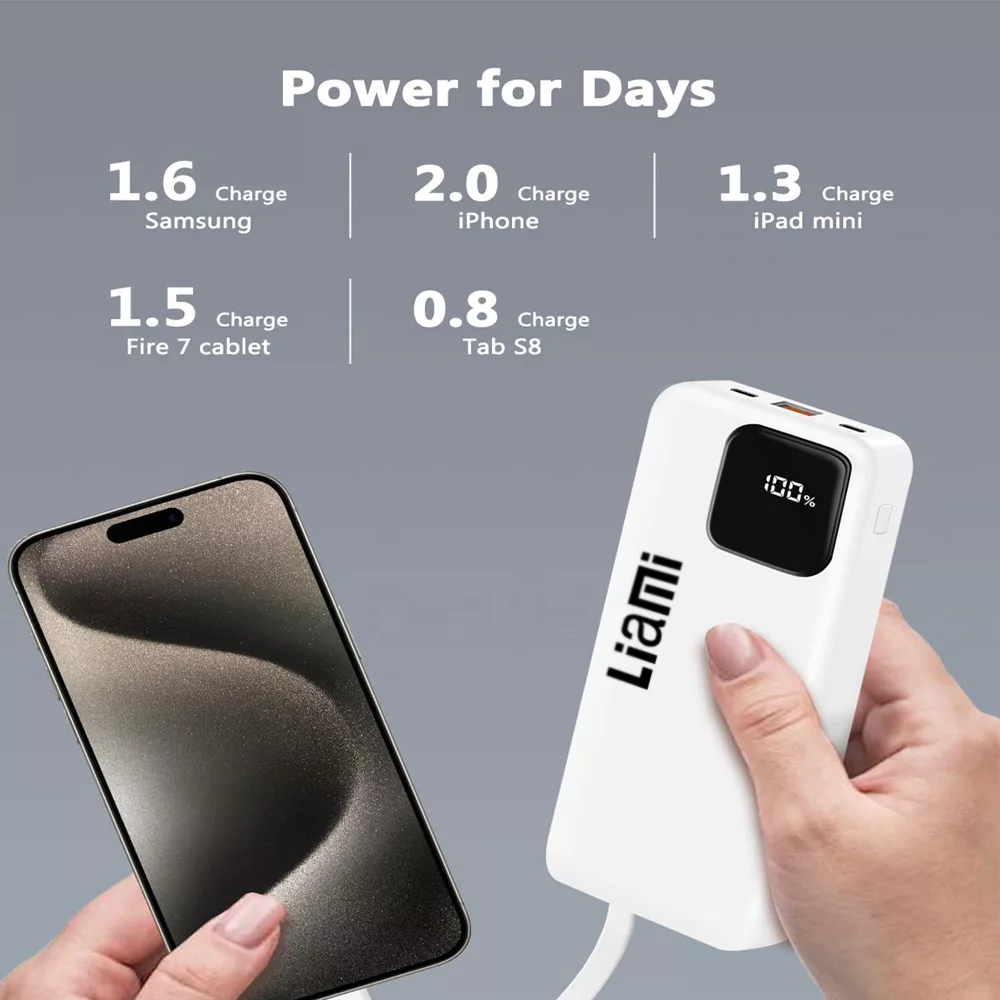 پاور بانک لیامی مدل LM-7020-22.5w ظرفیت 20000 میلی آمپر ساعت
