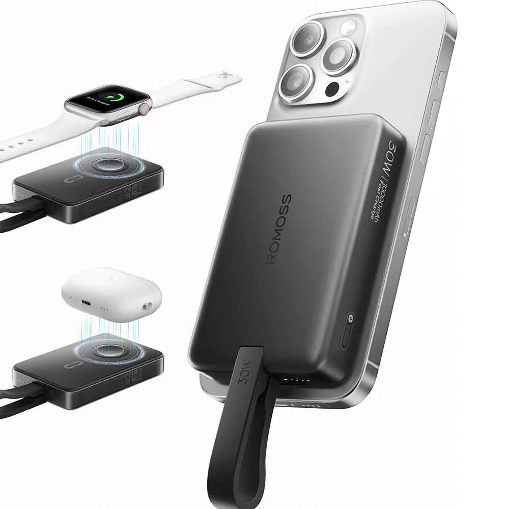 پاوربانک بی سیم 15 وات روموس مدل WMO10 121 ظرفیت 10000 میلی آمپر ساعت