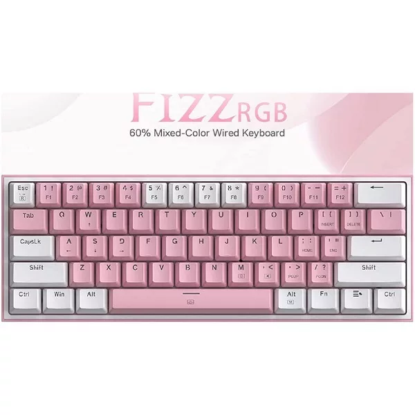 کیبورد مخصوص بازی ردراگون مدل FIZZ K617-PINK/WHITE