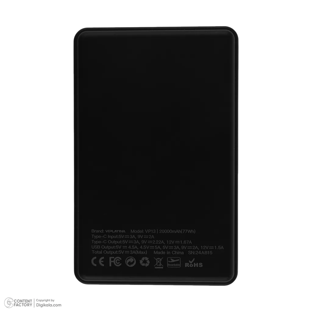 پاوربانک 22.5 وات وی آی پلاتینا مدل VP13 ظرفیت 20000 میلی‌آمپر ساعت