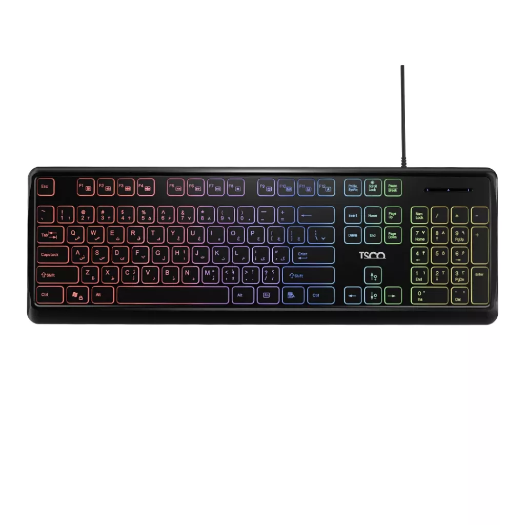 کیبورد تسکو مدل TK 8046،سوییچ ممبران، Full-size، نورپردازی RGB